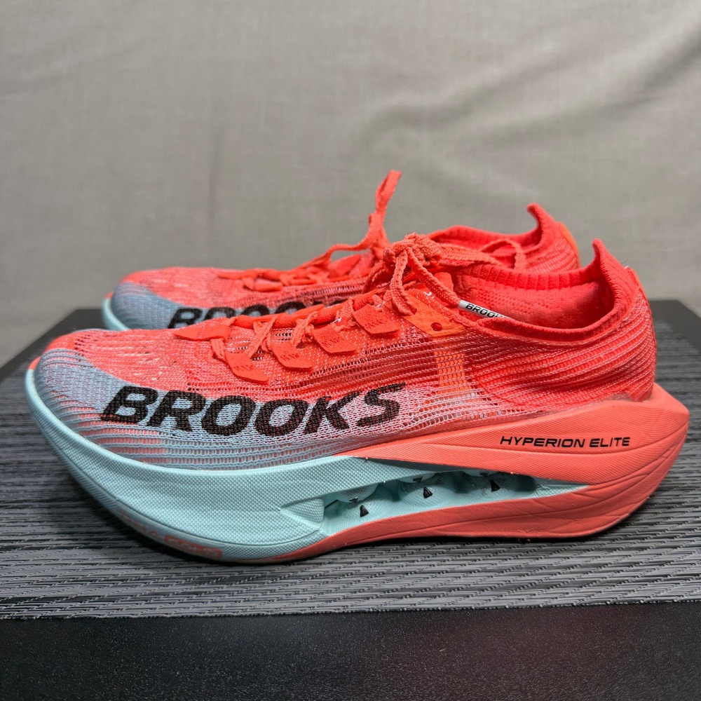 Brooks Hyperion Elite Coral Orange and Light Blue Women's Racing Shoes
